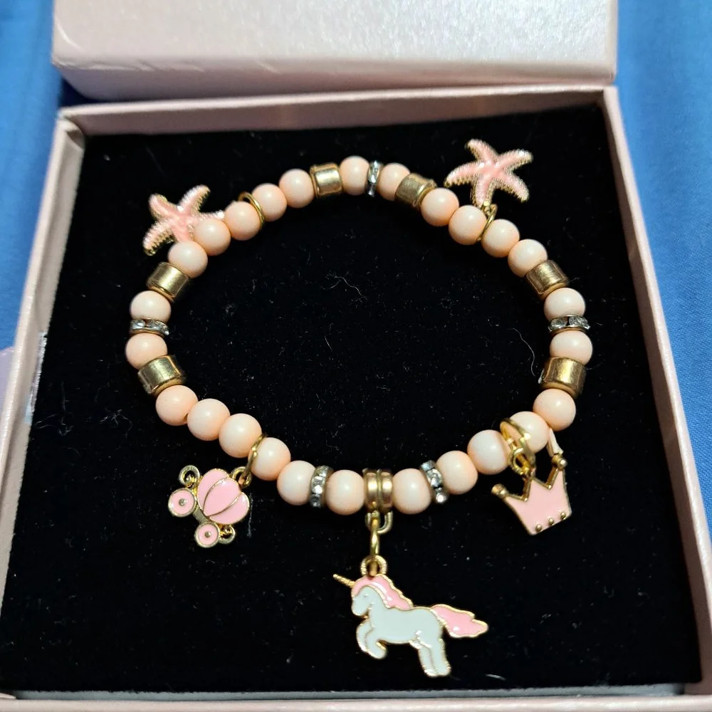 Girls Bracelet One Size Peach & Gold